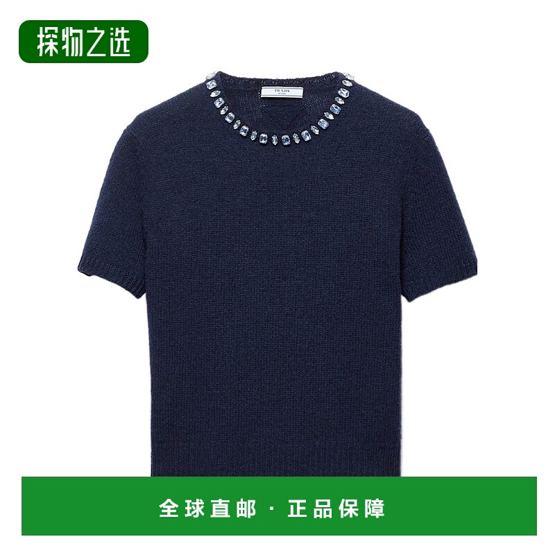 香港直邮Prada 羊毛和羊绒混纺圆领毛衣 P24V2B18M6SOOO针织短袖