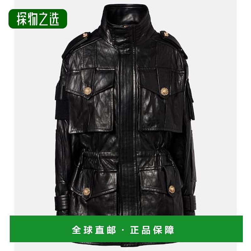 1h可退 香港直邮Balmain 巴尔曼 女士 皮革风雪大衣夹克皮衣