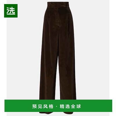 香港直邮MaxMara 麦斯玛拉 女士 高腰棉质灯芯绒阔腿裤休闲裤