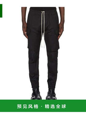 香港直邮RICK OWENS 男士休闲裤 RU02E1337TE09 CO 黑色 抽绳松紧
