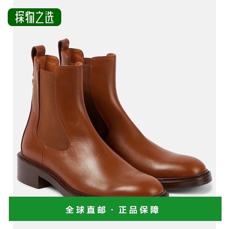 1h可退 香港直邮Chloe 蔻依 女士 Marcie 皮质切尔西靴 brown棕色