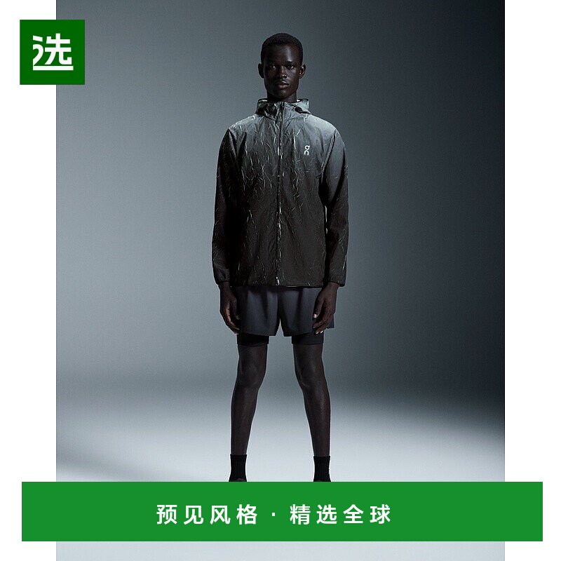 欧洲直邮On昂跑 Pace系列男士黑色/利马豆绿聚酯纤维防水可折外套
