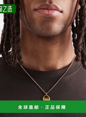 香港直邮ASOS 男士 molten 设计防水不锈钢吊坠项链/吊坠(金色)