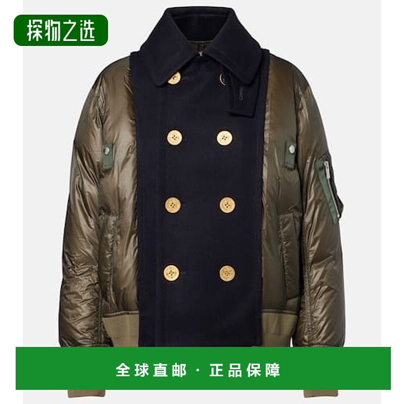 香港直邮Sacai 女士 双排扣羽绒夹克 green绿色 舒适时尚