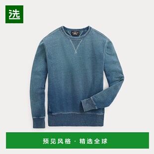 欧洲直邮RALPH LAUREN拉夫劳伦 RRL靛蓝毛圈绒卫衣运动衫