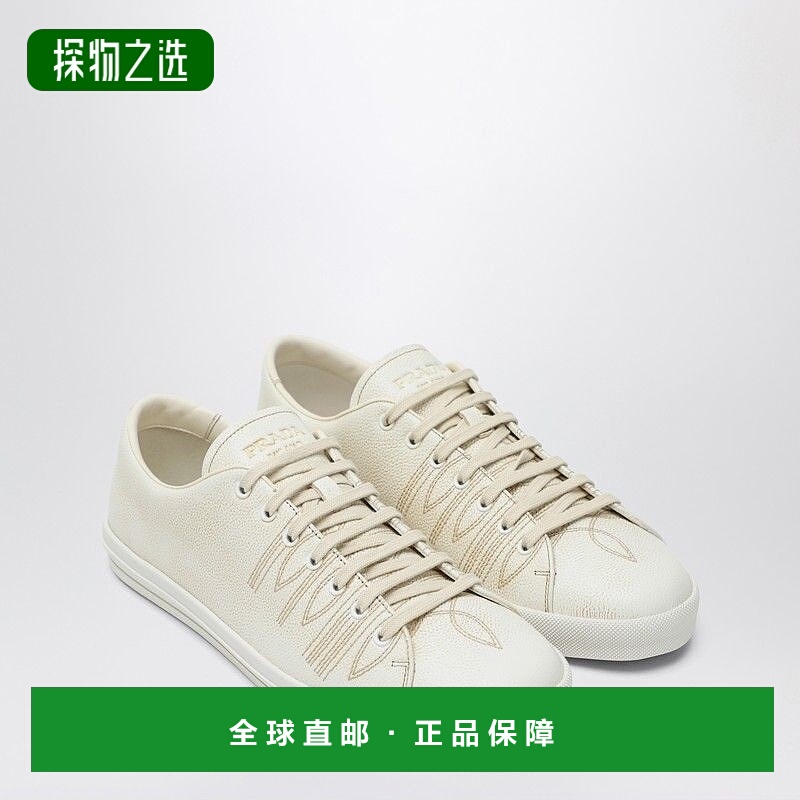 1h可退 香港直邮Prada 普拉达 男士 TALC-COLOURED 皮质运动鞋 2E