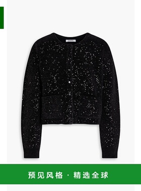 1h可退 香港直邮Sandro 女士 珠片精饰天鹅绒针织开衫 SFPCA01107