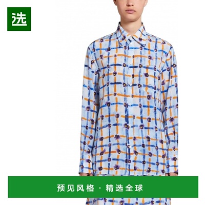 欧洲直邮萨拉班德印花双绉衬衫正品时尚百搭舒适简约透气高级格纹