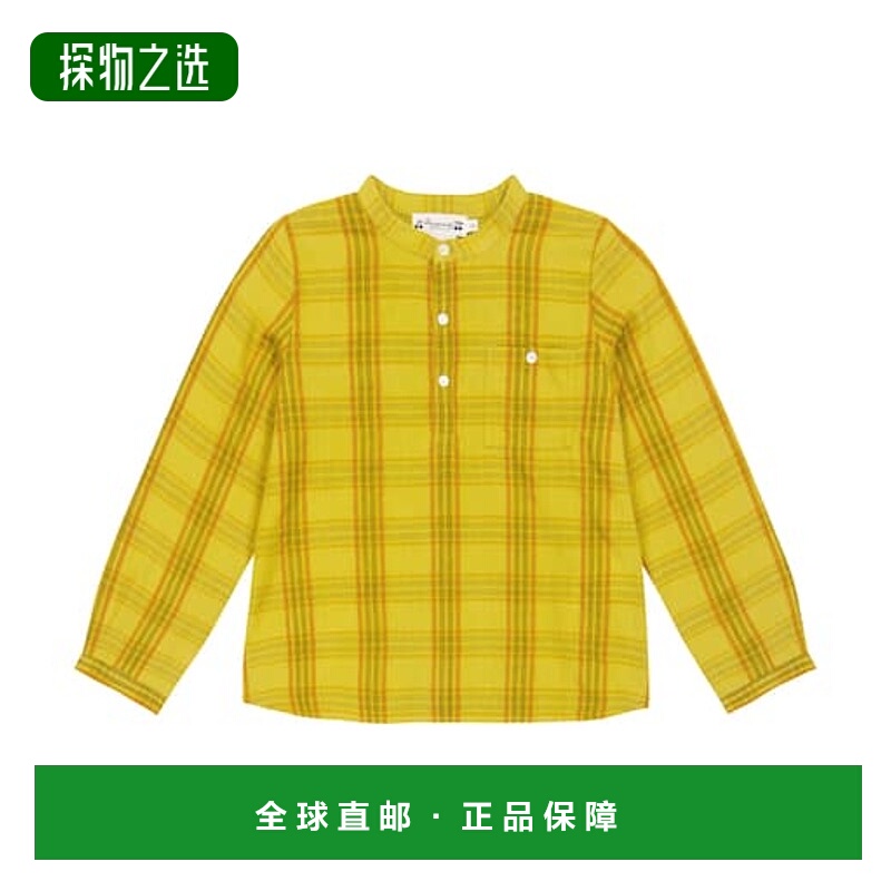 香港直邮Bonpoint 男童 格纹棉质衬衫童装 yellow黄色 舒适时尚