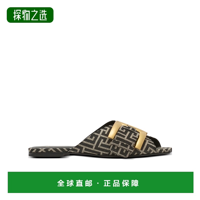 香港直邮Balmain Anthem 平底字母提花拖鞋 GN1UP158TJBM