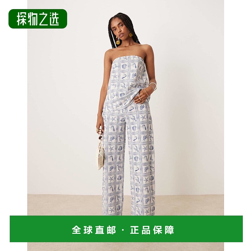 香港直邮ASOS 女士 co-ord 设计宽松款阔腿印花裤子(shell)