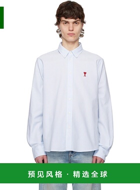 香港直邮Ami Paris 男士 白色 & 蓝色 Cotton Button-Down Ami de