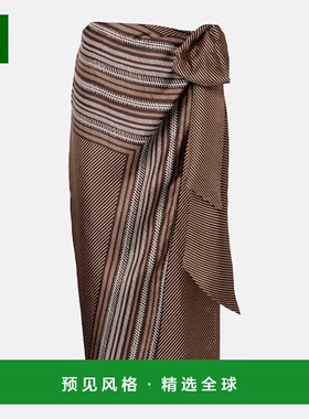 1h可退 香港直邮MaxMara 麦斯玛拉 女士 Edro 条纹真丝裹裙包臀裙