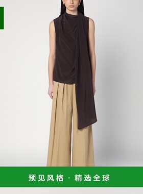 1h可退 香港直邮p a r o s h 女士 棕色真丝衫 D311642VI086