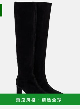 1h可退 香港直邮KHAITE 女士 Ona 55 绒面革及膝靴子 black黑色