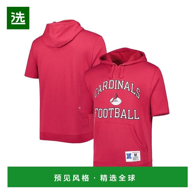 【美国直邮】Mitchell Ness 男士红色亚利桑那红雀队水洗短袖连帽