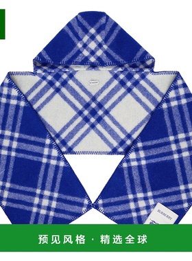 1h可退 香港直邮Burberry 巴宝莉 男士 蓝色 Check Wool Hooded