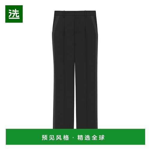 香港直邮Saint Laurent 徽标正装裤 718838Y512W羊毛直筒裤