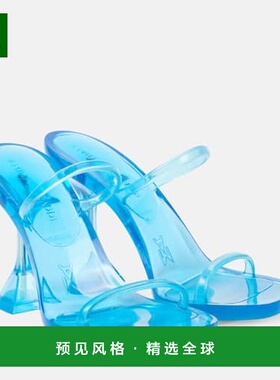1h可退 香港直邮Amina Muaddi 女士 Brito 95 PVC 凉鞋 blue蓝色