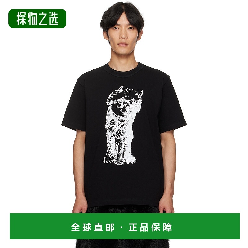 香港直邮Sacai 男士 黑色 Where The Wild Things Are 系列 T 恤