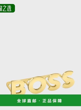自营欧洲直邮HUGO BOSS雨果BOSS ORANGE浅金镀钢戒指 带有徽标字