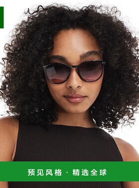 1h可退 香港直邮ASOS 女士 设计黑色圆形太阳眼镜 black黑色 舒适