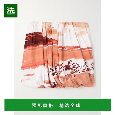 1h可退 香港直邮J.W. Anderson 女士 褶裥印花斜纹布迷你半身裙 S