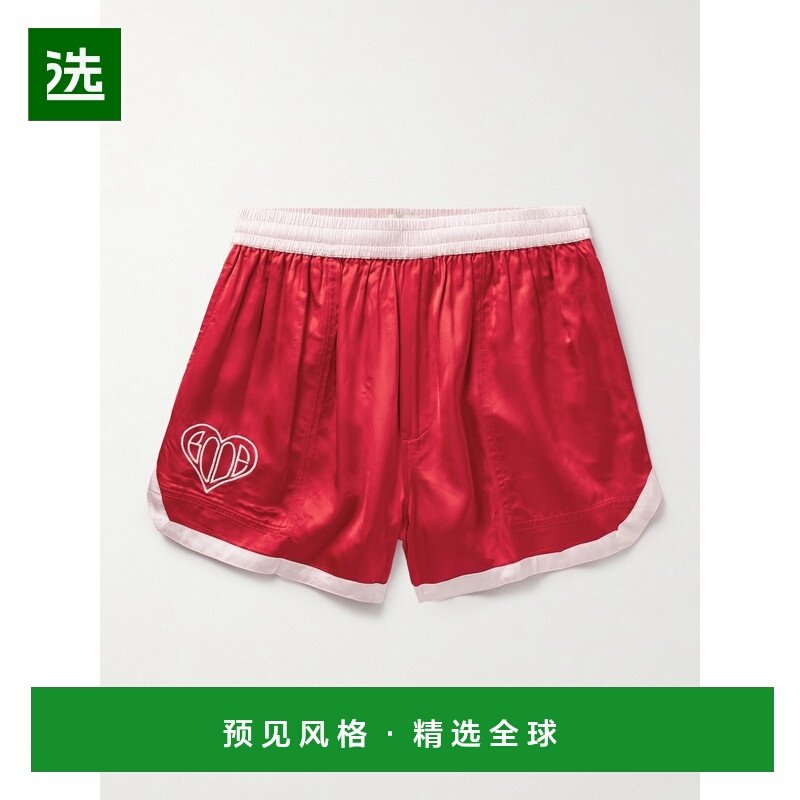 1h可退 Bode 男士 Two-Tone 阔腿Logo刺绣缎面短裤 MRF25,男装,休闲裤,淘宝优惠券,粉丝福利购,淘宝优惠卷