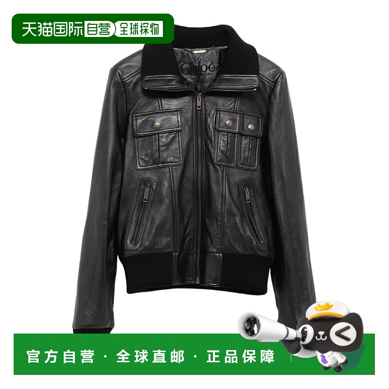 香港直邮Chloe 翻领长袖皮夹克 25ACV34204