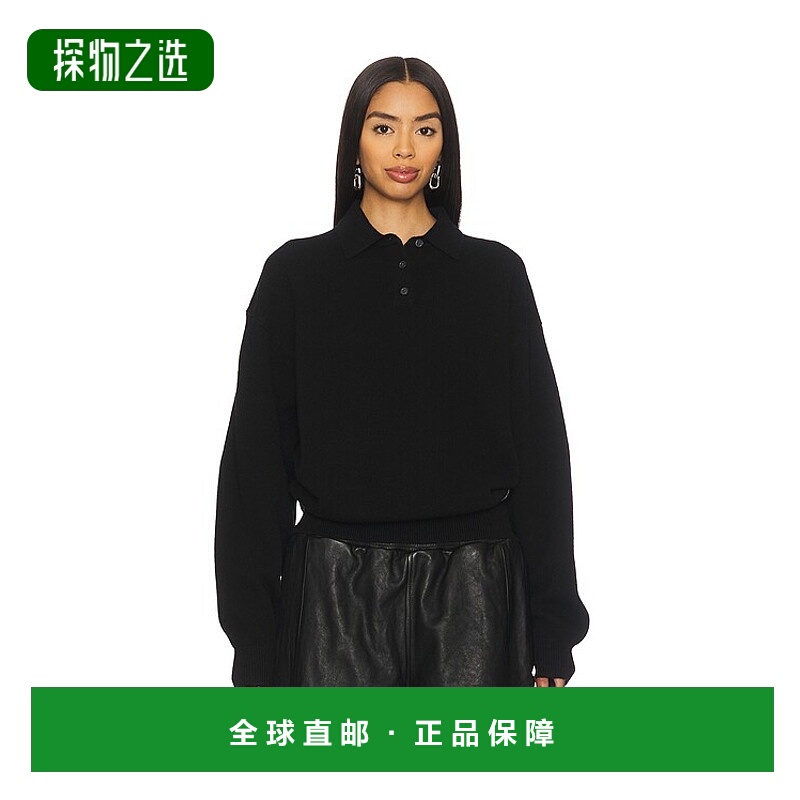 香港直邮Alexander Wang 亚历山大·王 女士 针织徽标拼缀Polo衫