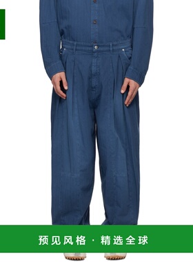 1h可退 香港直邮Hed Mayner 男士 蓝色褶裥牛仔裤 HMMC67030AHC30