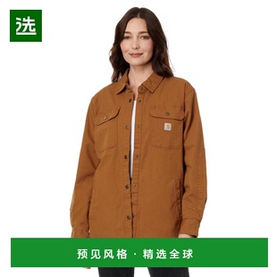 1h可退 【美国直邮】Carhartt Rugged Flex 宽松版帆布抓绒衬里衬
