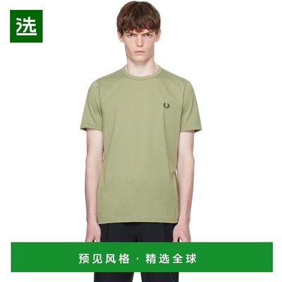 1h可退 香港直邮Fred Perry 弗莱德.派瑞 男士 绿色 Ringer T 恤