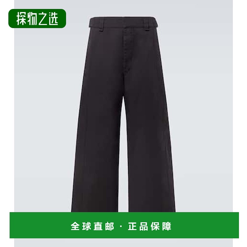 香港直邮Lemaire 男士 高腰棉质斜纹布阔腿裤 grey灰色 舒适时尚