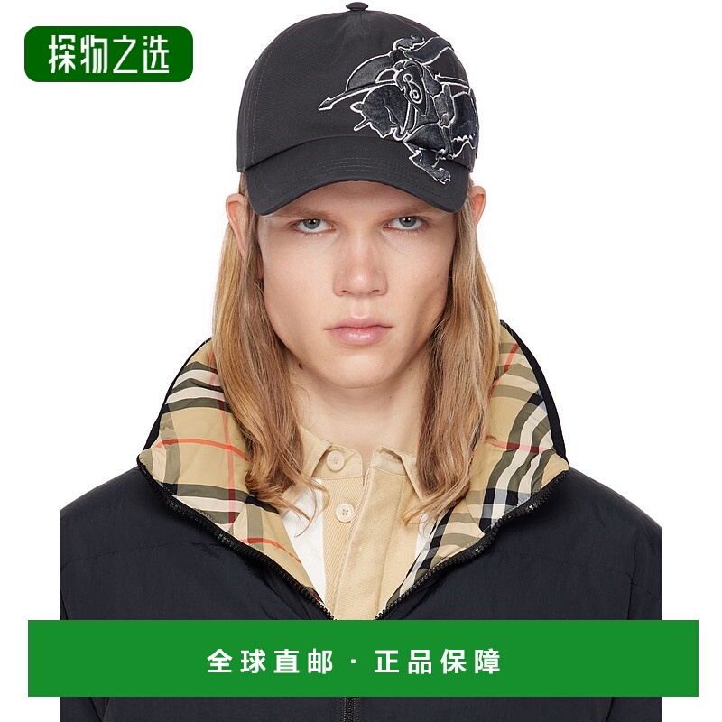 1h可退 香港直邮Burberry 巴宝莉 男士 灰色 EKD Cotton 棒球帽 8