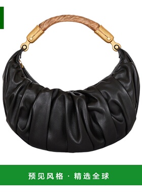 香港直邮Balmain 中号 EBENE 小牛皮拉链云朵包手袋 FN0BT028LPRG