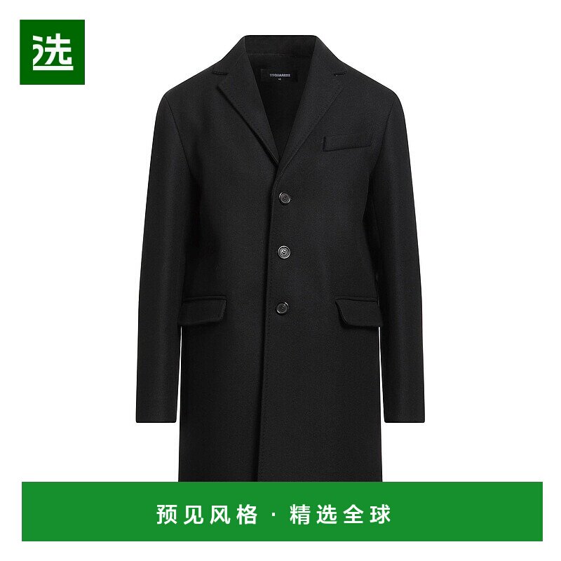 1h可退 香港直邮Dsquared2 二次方 男士 大衣 black黑色 舒适时尚