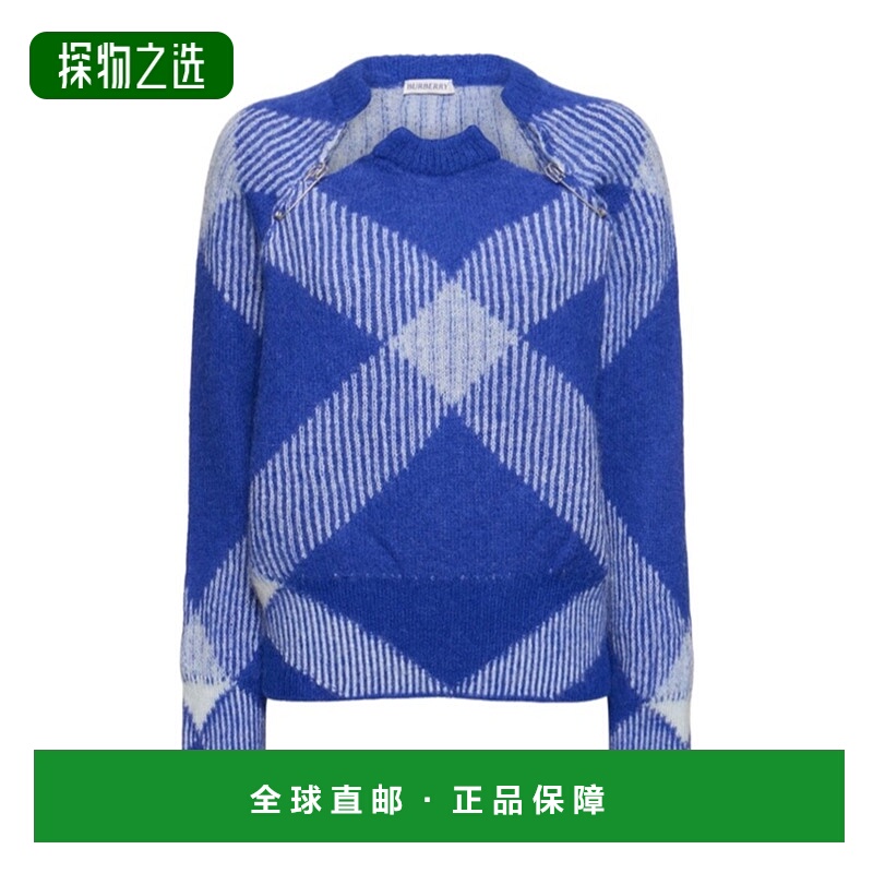 香港直邮Burberry 格纹针织方领毛衣 78I-NGL010
