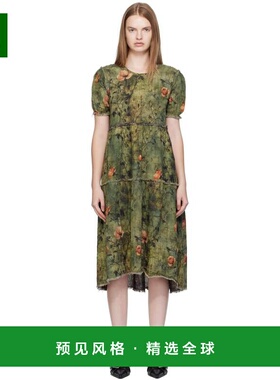 1h可退 香港直邮R13 女士 绿色 Shredded Relaxed 双面连衣裙 R13