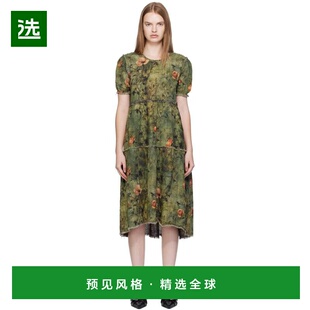 1h可退 香港直邮R13 女士 绿色 Shredded Relaxed 双面连衣裙 R13