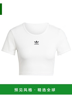 香港直邮ADIDAS ORIGINALS 女士T恤 JC9026 SS2025 白色 条纹T恤