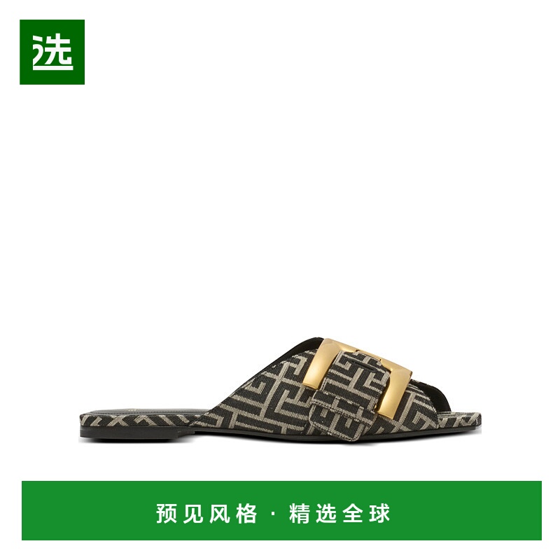 香港直邮Balmain Anthem 平底字母提花拖鞋 GN1UP158TJBM