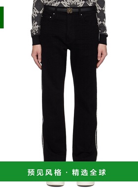 1h可退 香港直邮AMIRI 男士 黑色 Crystal Stripe Slim 牛仔裤 AM