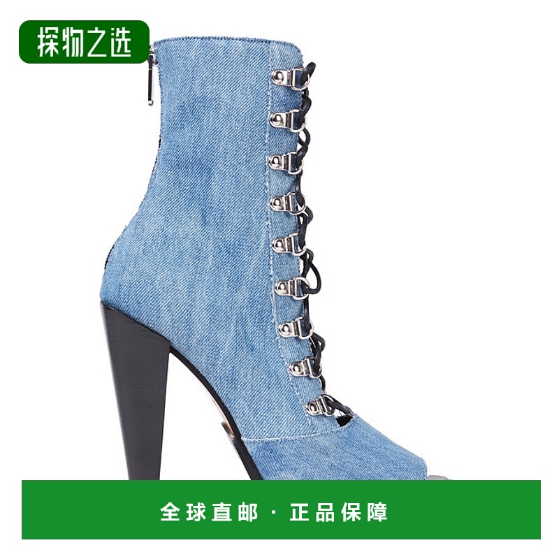 香港直邮Balmain 巴尔曼 女士 Clara faded 绑带牛仔布短靴 S8FC1