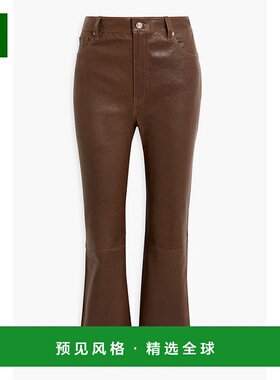 1h可退 香港直邮Frame Denim 女士 Reboot 短款皮革小喇叭裤 WS25