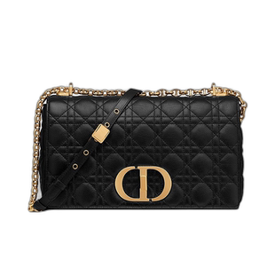 欧洲直邮DIOR迪奥CARO系列女士拉链黑色皮革单肩包M9243UWHC_M35U