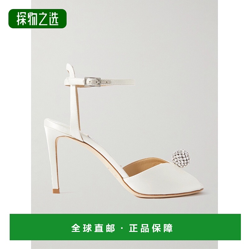 香港直邮Jimmy Choo 周仰杰 女士 Sacora 85 水晶装饰绸缎凉鞋 SA