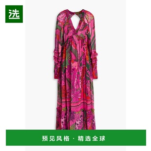 香港直邮FARM 连衣裙 RIO 精饰剪口印花绉纱长款 3113 女士 1h可退