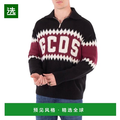 1h可退 【美国直邮】gcds 男士 毛衣长袖半拉链上衣开衫