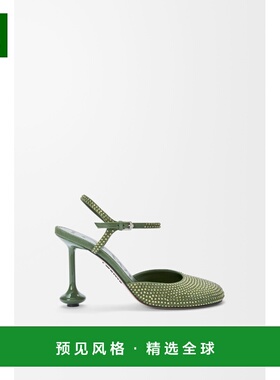 1h可退 欧洲直邮Loewe罗意威 Toy女士军绿色丝绒皮革卵石纹字母图